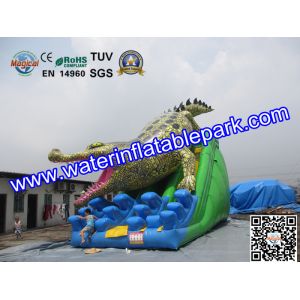 Commercial Crocodile Inflatable Slide , Inflatable Water Slide For Rental