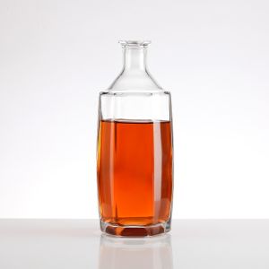 Quality Super Flint Glass Flat Shoulder Empty Whiskey Bottle with Cork Lid 100ml 500ml 750ml for sale
