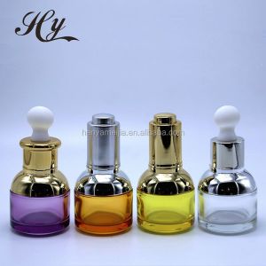 Portable 20ml 30ml 50ml Serum Essential Oil Dropper Bottles With UV Plating Cap