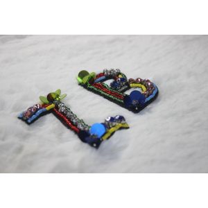 Letter patches Glass strass beads with sequins handmade patches