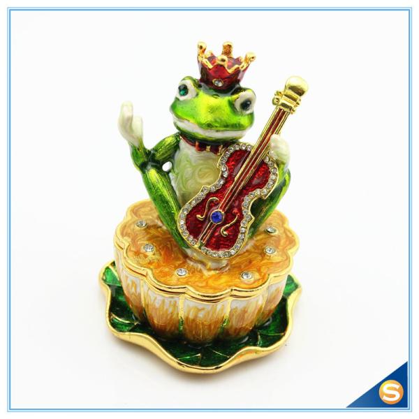 Buy High Quality Custom Frog With Guitar Trinket Box Enamel Handmade Animal Shape Trinket Box SCJ215 at wholesale prices