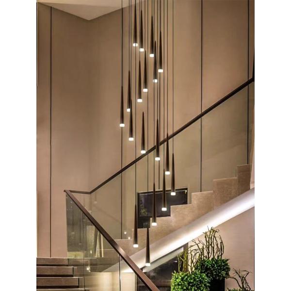 Staircase Rotating Chandelier Tapered Black LED Loft Apartment Tube Chandelier