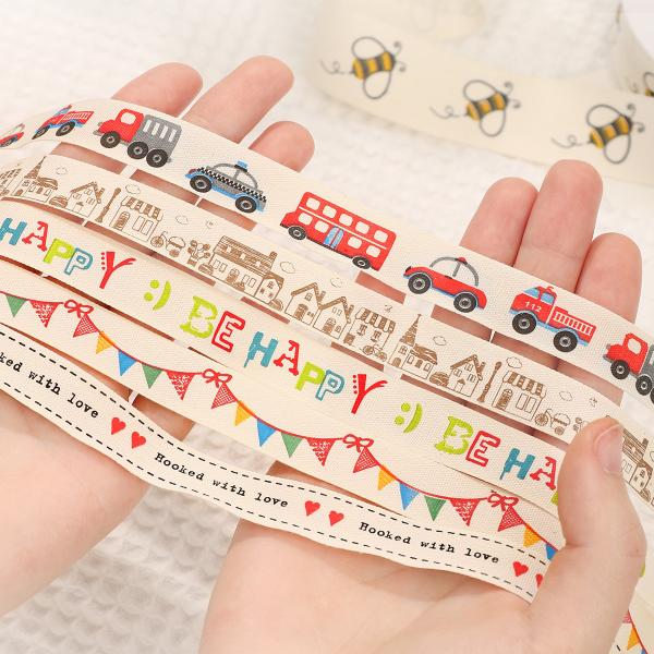 Cartoon Custom Gift Ribbon 1cm-2.5cm Animal Print Ribbon White