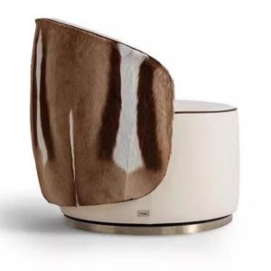 Stainless Steel Leather Swivelling Sofa Chair For Hotel Rooms