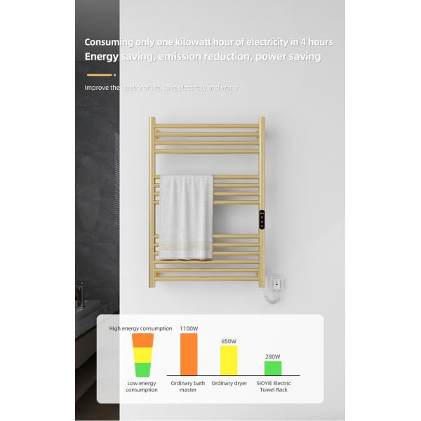 Stainless Steel 10 Bars HEATED Towel Rail Warmer Radiator for Smart Electric Water Heating