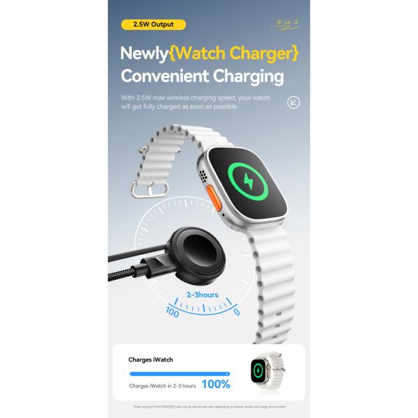 ESSAGER ES-X71 5 in 1 QC PD USB A/C to USB C/L Smart Watch Charging Data Cable