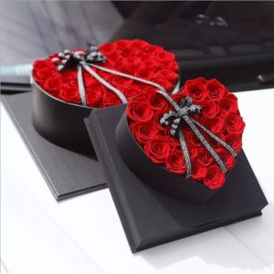 Real rose New Arrival 2021 Real Preserved Roses Heart Shape Acrylic Box Gift For