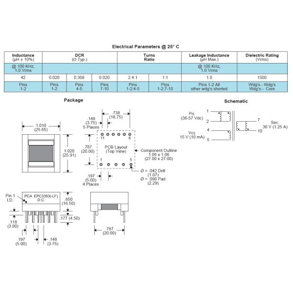 PoE Power SMPS Flyback Transformer 45W With LT1725 EFD20 EPC3393 & EPC3393-LF