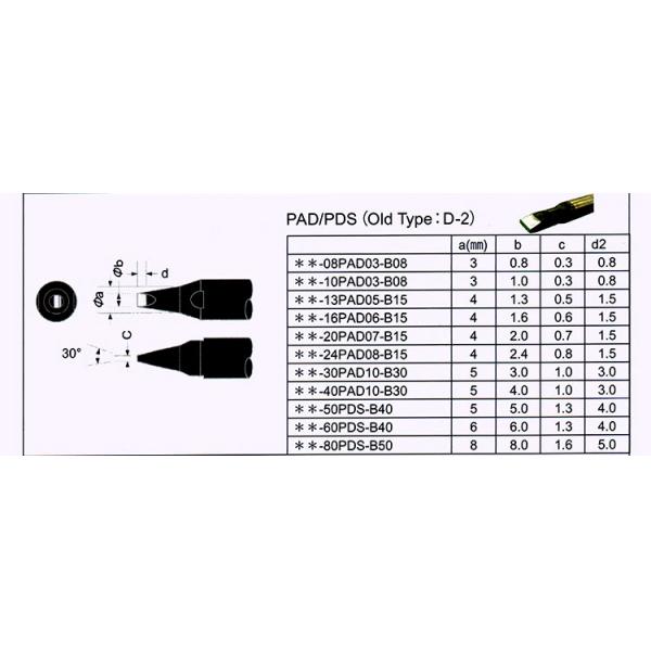 Long Life DS-08PAD03-B08 / DCS-08D-2 Apollo Seiko Soldering iron tips for Apollo Seiko soldering robot