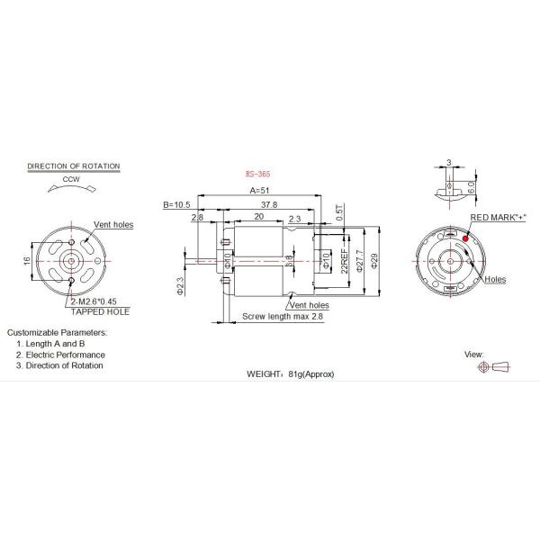 High Speed DC Motor 12v , 28mm Mini Car DC Motor For Headlamp Adjuster