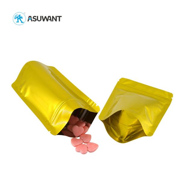 Aluminum Foil Plastic Zipper Packaging Bags Gold Gloden Metallic Matte