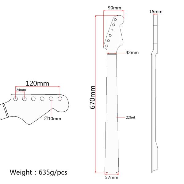 Maple Wood Rosewood Guitar Neck 6 String Guitar Neck Glossy Finish