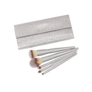 Shiny Silver Handle Synthetic Makeup Brushes Stylish Brush Case Involved