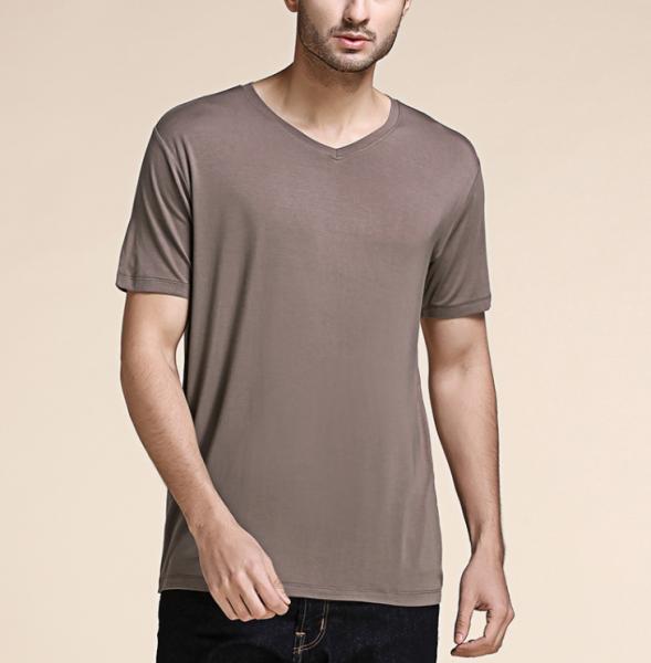 Customized Blank V Neck Bamboo T Shirt XXS - XXXL Size Anti Wrinkle