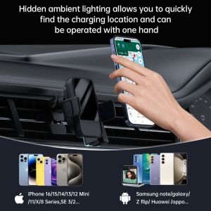 Wireless Iphone Magsafe Car Charger Automatic Calibration and Clamping