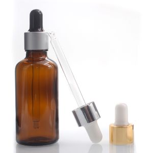 Brown 50ml Oil Dropper Glass Bottle Screw Dropper Pump Cap