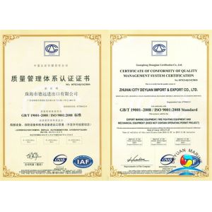 Zhuhai City Deyuan Import&Export Co.,Ltd Certifications
