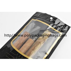 Customized black cigar tobacco moisturizing zipper bag with transparent window