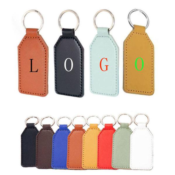 Buy Double Sided Pu Leather Keychain Printing Engraved Name Keyring at wholesale prices