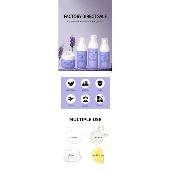 Violet 4 Oz PET Matte Plastic Serum Lotion Fine Mist Spray Bottle 2 Oz Face Cream Cosmetic Jar Set