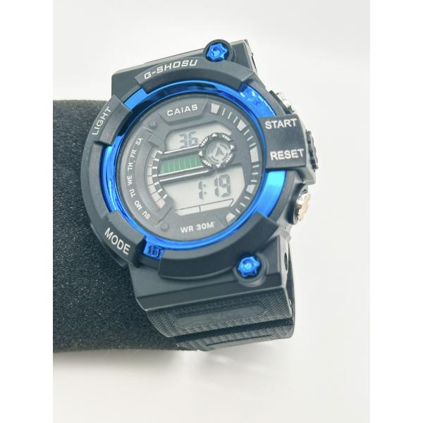 Sporty Black Dial Digital Watch with Silicone Band