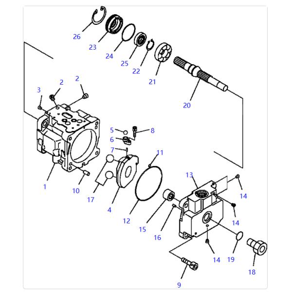 708-1T-00540 708-1T-00541 Hydraulic Fan Motor For Komatsu D51-22 Excavator Parts Hydraulic Fan Motor Aftermarket Original