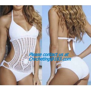 China new summer style hand-knitted women swimsuit fashion underwear ladies hollow out crochet sexy bikini set beach wear on sale