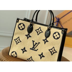 Raffia Waven Custom Embroidered Tote Bags 35cm Medium Tote Purse