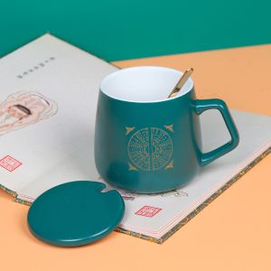 Matte 7x9cm Reusable Ceramic Coffee Cup Traditional Chinese Medicine Style With