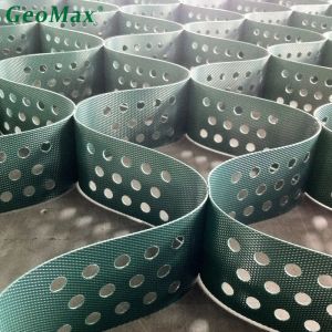 China High Strength 150mm Height HDPE Geocell Ground Grid Perforated ESCR OIT For Soil Stablization on sale