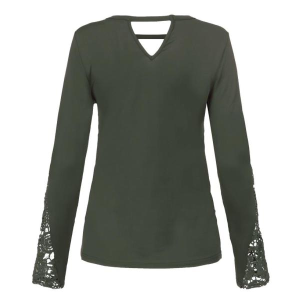 Small Batch Clothing Manufacturers Women'S Casual V - Neck Lace Twisted Long Sleeve Tops