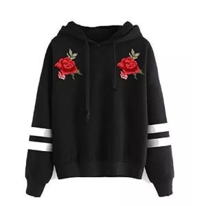 Fashion Plain Pullover Sweater Hoodies V Neck Ladies Sweater Hoodie