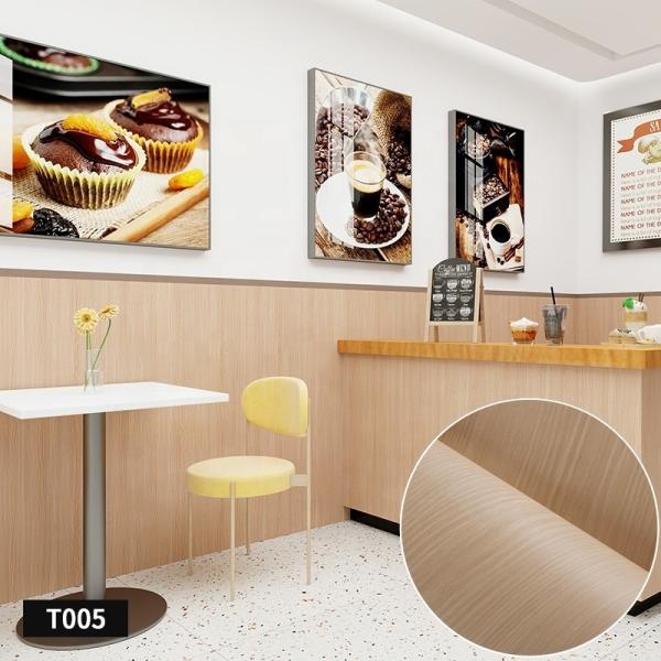 Buy Brown PVC Wood Grain Wall Sticker Waterproof Light Wood Grain Wallpaper at wholesale prices