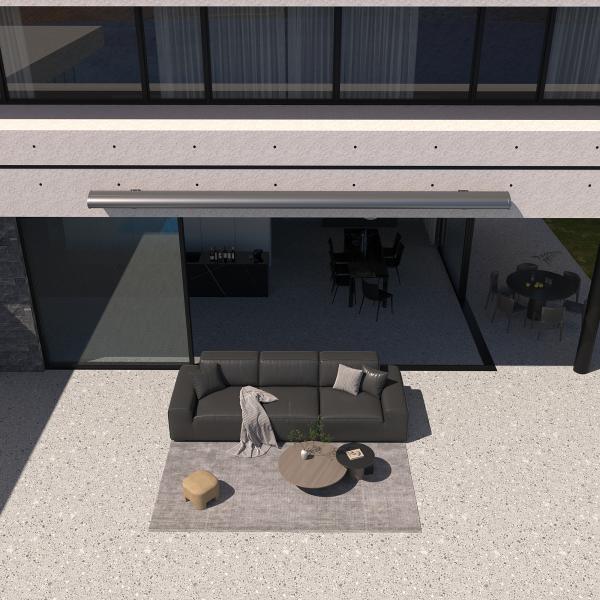 Outdoor Sunshade Motorized Lightweight Retractable Awning With LED Lights Garden Canopy