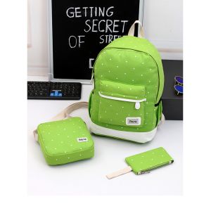Korean style 3pcs in 1 canvas fashion backpack set for student bag outdoor