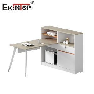 China Office Workstation Desk With Partition And Attached Cabinet Modern Style on sale