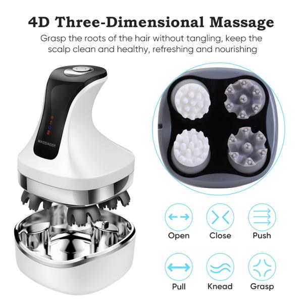 Portable Electric Head Scalp Vibrating Massager With Red Lights Infrared Physiotherapy DC5V