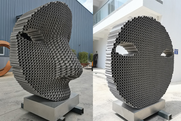 Buy Matt Finish Modern Stainless Steel Abstract Face Sculpture 200cm High at wholesale prices