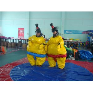 Inflatable Amusement Park With Sumo Suit Red Helmets For Children And Adult