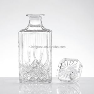 Beverage Industrial Luxury Emboss Square Whisky Glass Bottles with Sophisticated