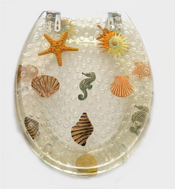 poly-resin toilet seat cover,sea horse toilet seat ,sanitary ware,BATHROOM,sand,transparent seat
