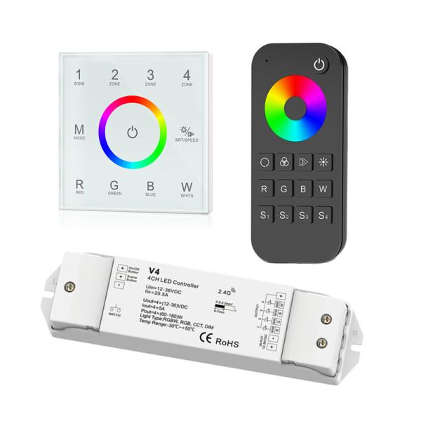 Buy 4 Zone RGBW LED Controller , Led Dimmer Touch Panel With Remote Control at wholesale prices