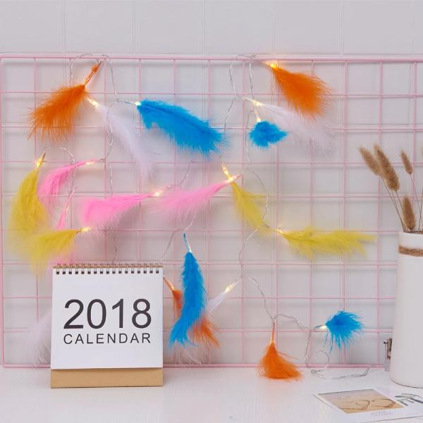Christmas Festival Led String Light Colorful Artificial Feather Wedding Hanging Light Battery Powered Wall Party Holiday