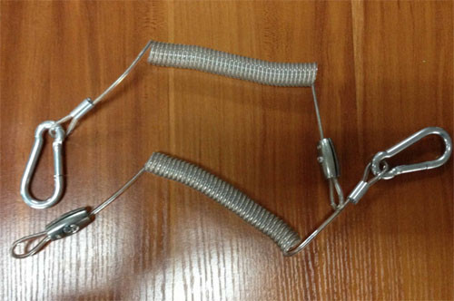 Buy Carabiner Hook Spring Stretchy Coil Keychain Strap Rope Clear Wire Tool Lanyard Cable at wholesale prices