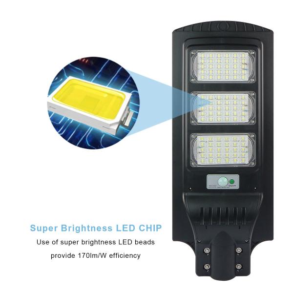 IP65 Outdoor High Power All In One Led Solar Street Light Aluminum Durable Pole IK10 Protection with Solar Panel
