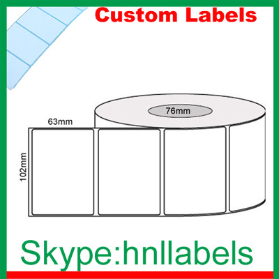 Custom Thermal Label 102mmX63mm/1 Plain D/Thermal Roll Removable, 2,000Lpr, 76mm