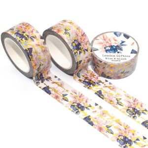 Flower Printed Decorative Stationery Adhesive Gold Foil Masking Washi Paper Tape