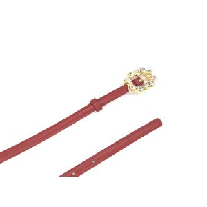 Lady Waist Genuine Leather Rhinestone Belt With Diamond Buckle