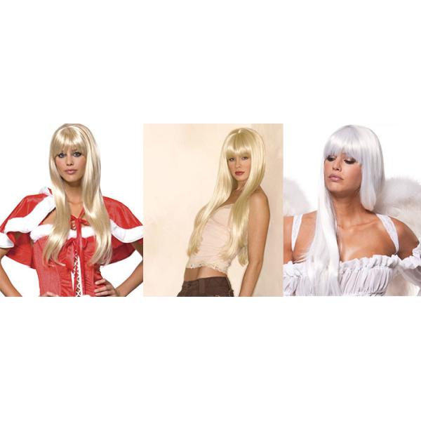 Sexy Hightlights Soft Blond Or White Straight Long Synthetic Wigs For New Stylish Party