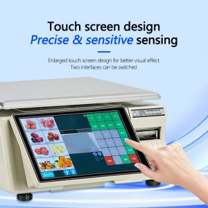 15kg Touch Screen Label Printing Weighing Scale with LED LCD Display and 1*RS232